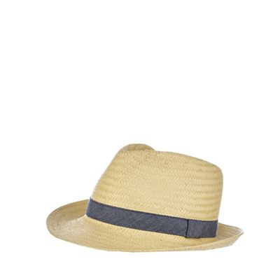 Boys' natural straw trilby hat